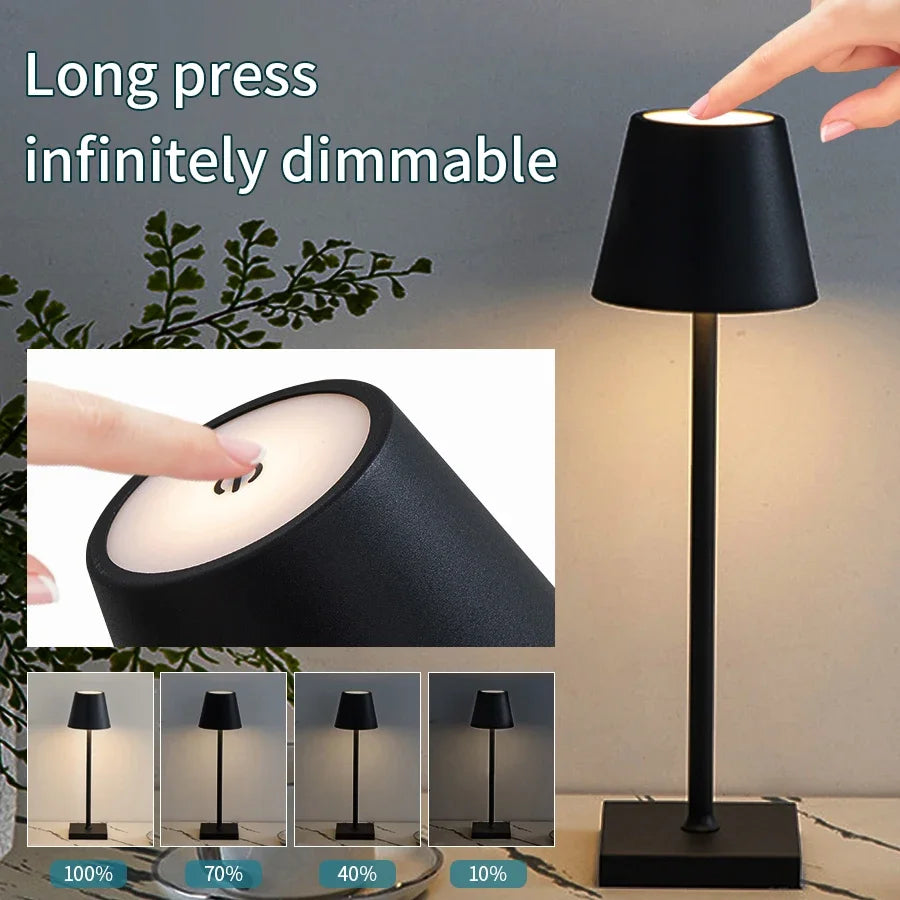 LED Desk Lamp Rechargeable Table Lamp 3 Levels Dimmable Bar Restaurant Ambiance Wireless Touch Lamps Waterproof Led Lights