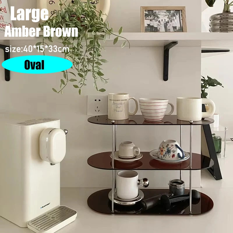 Ins Style Acrylic Storage Rack Desktop Organizer Perfume Jewelry and Cups Display Stand 3 Layers Removable Decorative Shelf