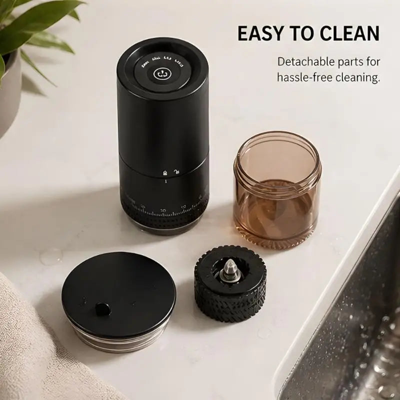 Portable Coffee Bean Grinder with Rechargeable Power and Adjustable Coarseness Control for Home Coffee and Office Use