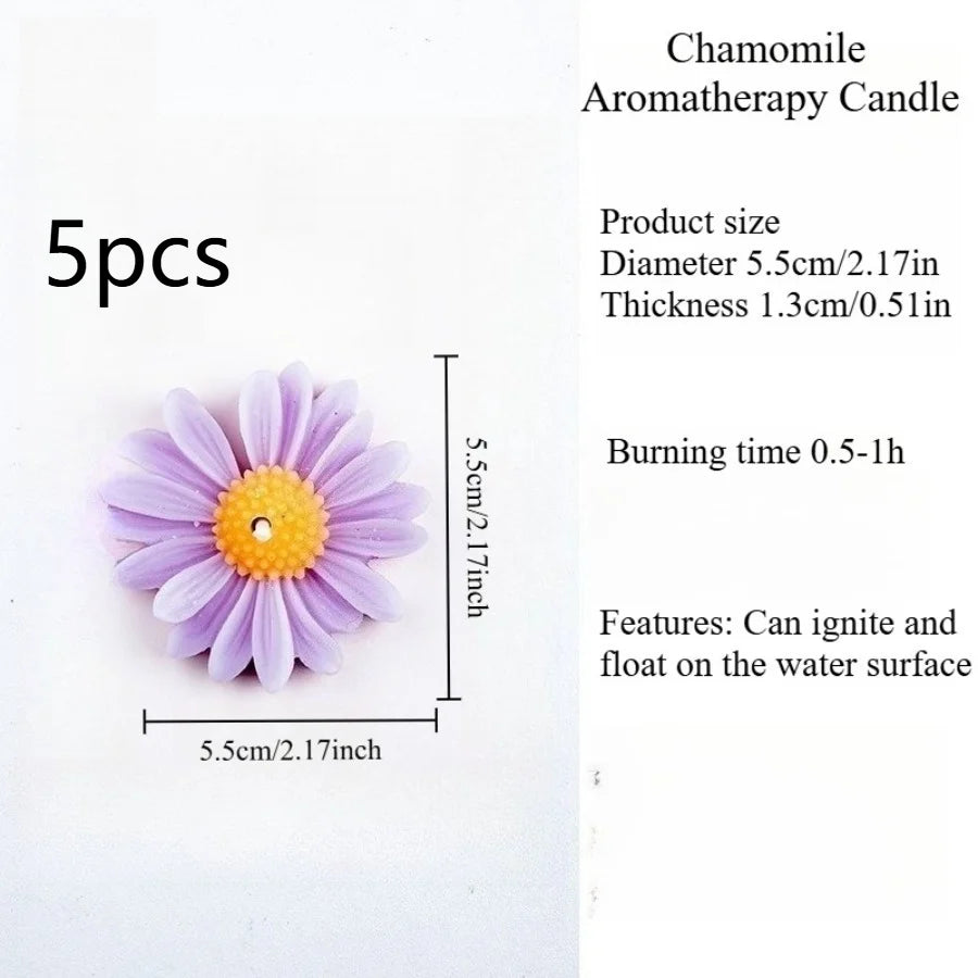 1pc/5pcs Cute Daisy Chamomile Scented Candle Soy Wax Aromatherapy Candle Home Bedroom Table Decor Wedding Birthday Gift