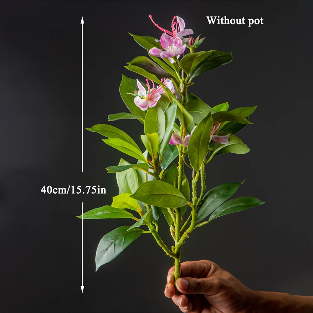 21-40cm Artificial Azalea Flowers Fake Ficus Tree Faux Magnolia Plants Branch Tropical Plastic Banyan Leaf For Home Office Decor