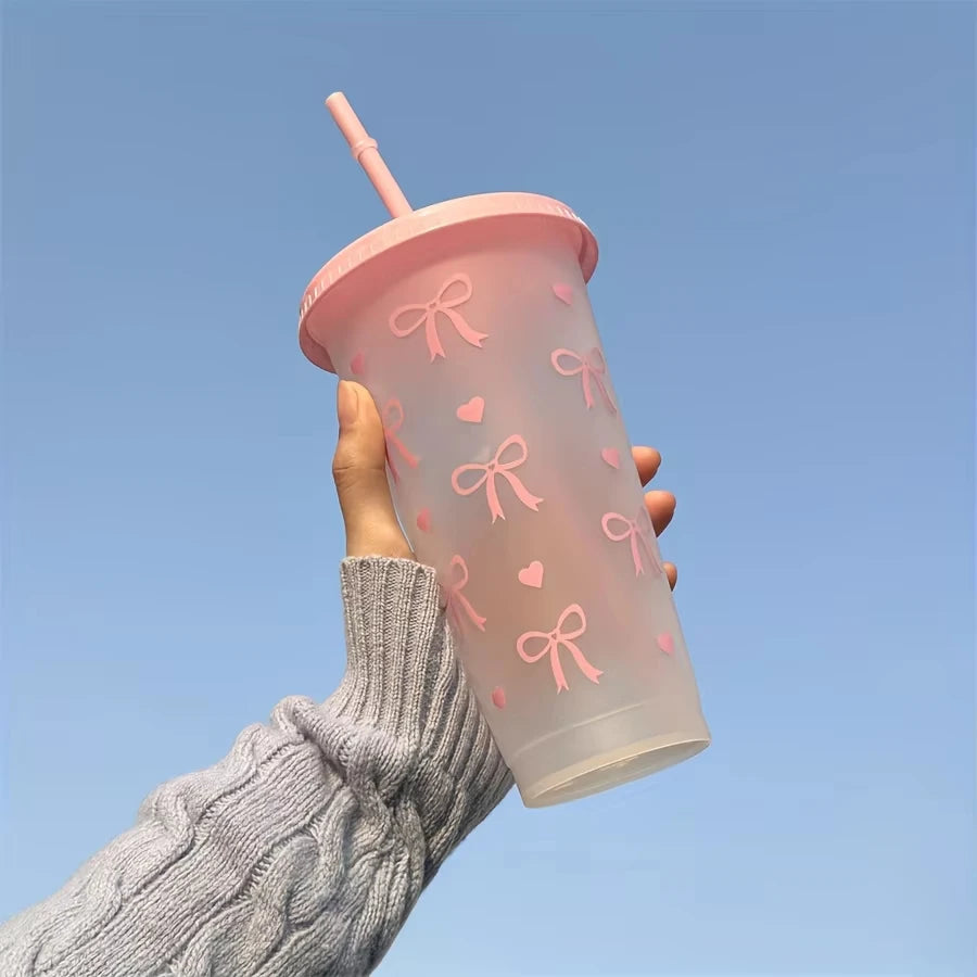 Kawaii Bow Reusable Party Cup with Straw