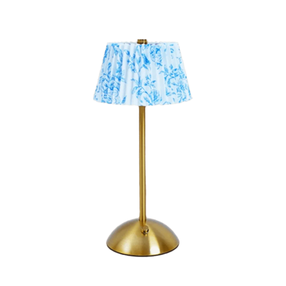 Metal Base Pleated Desk Lamp Fabric Shade Pastoral Style Touch Bedside Lamp Dimmable Wireless Bedside Ambient Light Bedroom