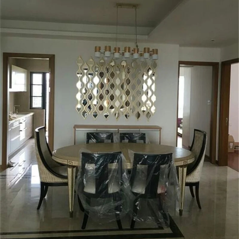 12/6pcs Teardrop Combination Bathroom Mirror | Golden Artistic Decorative Mirror for Bedroom Living Room Hallway Accent Wall