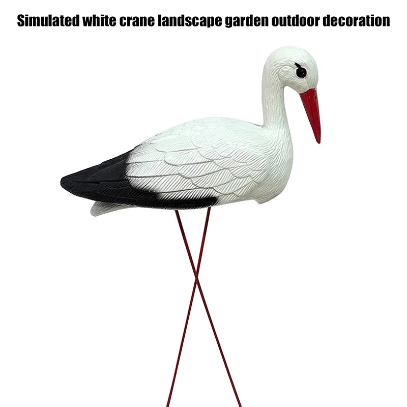 1Pc Creative Lifelike Animal Model White Crane Landscape Garden Decoration With Detachable Wire Feet For Outdoor Garden Decor