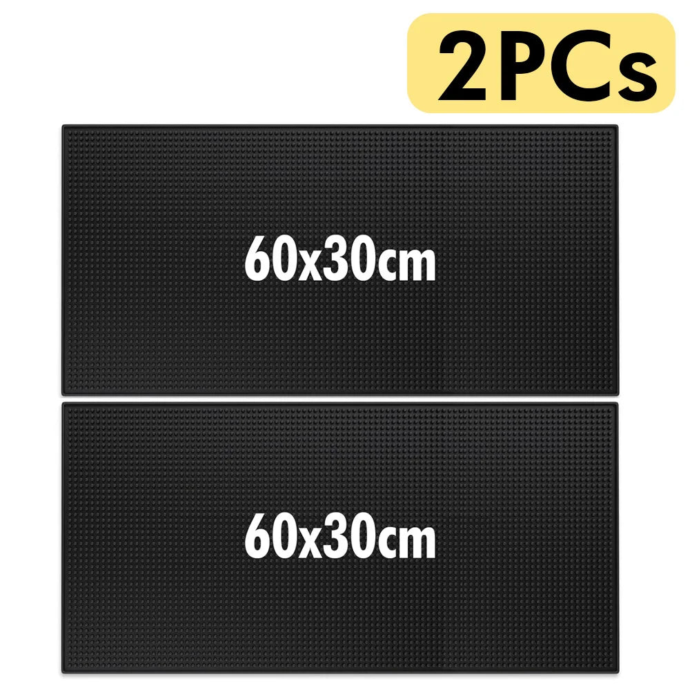 Rubber Bar Mat Coffee Maker Countertop Spill Mats Bar Service Mat Dish Glass Drying Mat for Barista Cocktail Bartender Black