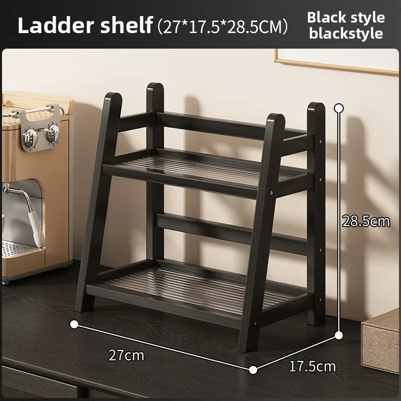 Multi Layer Natural Bamboo Desktop Cup Storage Rack Coffee Mug Tea Glass Organizer Kitchen Countertop Display Decor Shelf