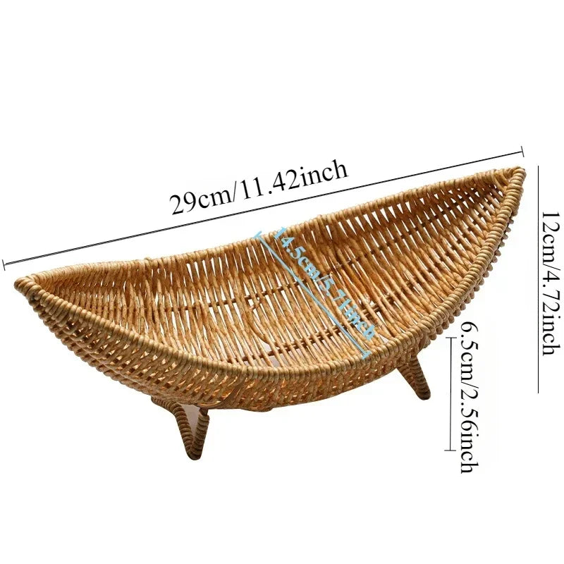 1PC Imitation Rattan Fruit Basket Creative Plastic Sundry Storage Basket Hand-Woven Storage Box Home Kitchen Storage Supplies