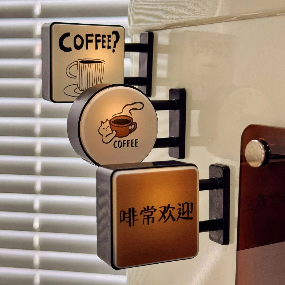 Mini Lightbox Fridge Magnet Coffee Japanese-style Creative Tourism Souvenir Magnetic Luminous Light Box Home Decoration Gift