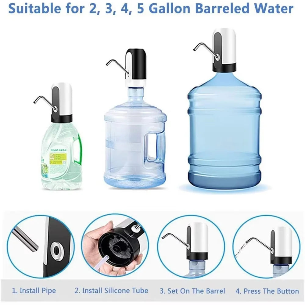 Usb Charge Portable Water Dispenser Electric Pump For 5 Gallon Bottle With Extension Hose Barreled Tools