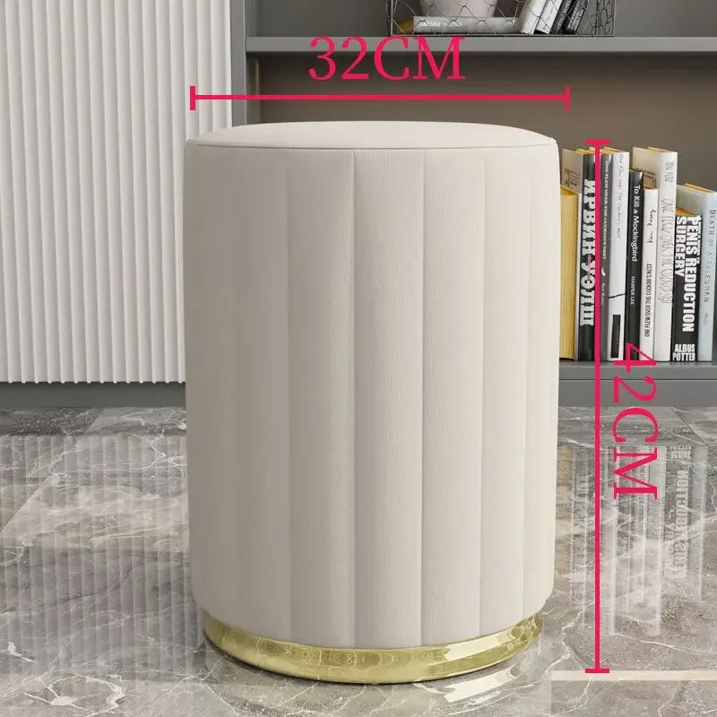 Luxury Cream Bedroom Dressing Stool Shoes Stool Creative Stools Round Stools Leather Manicure Ottomans Living Room Furniture