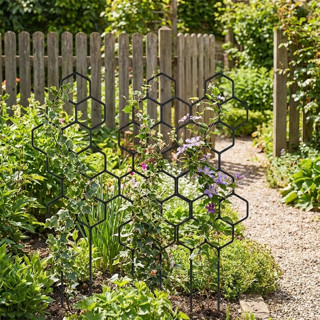 2pcs Plant Support Frame Climbing Frame Honeycomb Grid Frame Plant Shape Fixed Garden Decoration Indoor and Outdoor Flower Pots