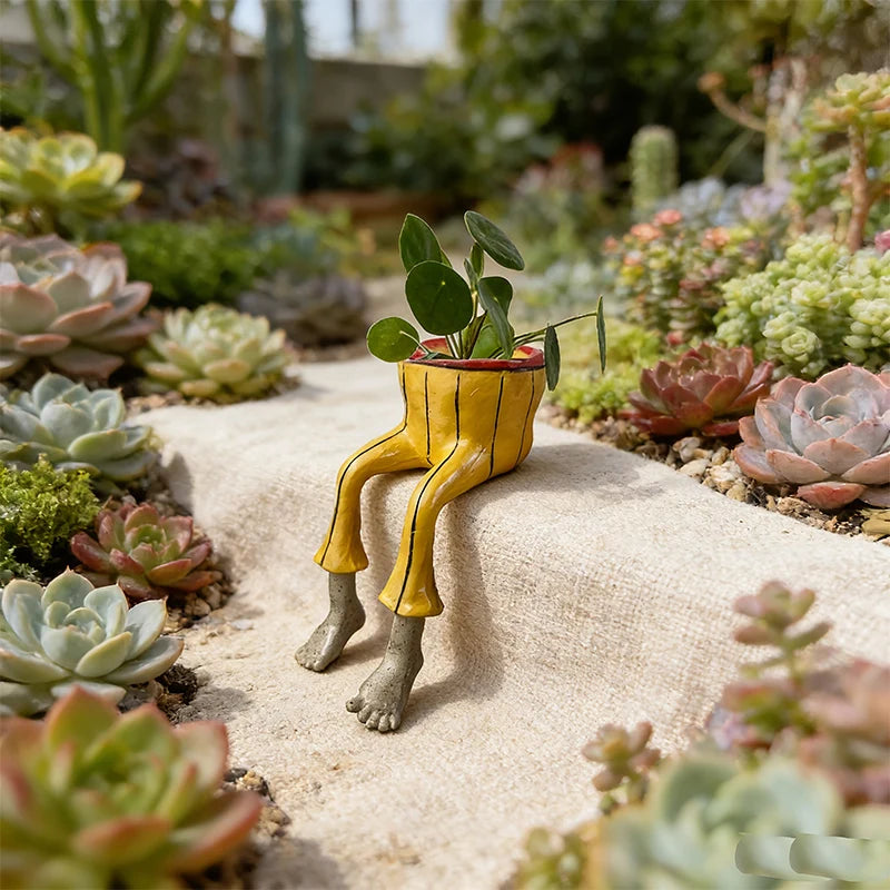 Novelty Sitting Legs Ceramic Planter Cute Dress Jeans Shaped Flower Pot Funny Ceramic Planter for Home Decor Creative Gift