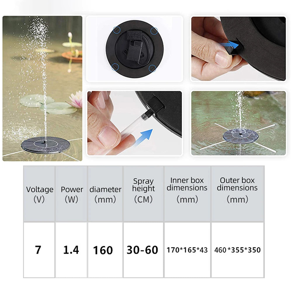 13/16cm Solar-powered Fountain Pumps for Circulation Aerator, Garden Rockery Sprinkler, Fish Pond Water Tank