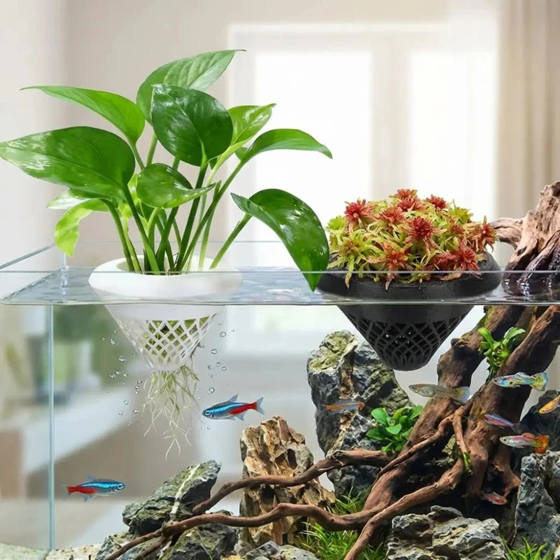 Floating Aquarium Plant Pot, 3D Water Plant Holder, Fish Tank Hydroponic Planter For Aquatic Plants Floating Pot For Fish Jar