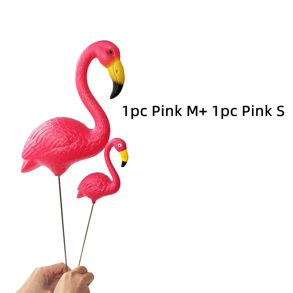 Mini Pink Red Small Plastic Flamingo Yard Decoration Bird Lawn Garden Stake Statue Figurines Ornament Flowerpot Planter
