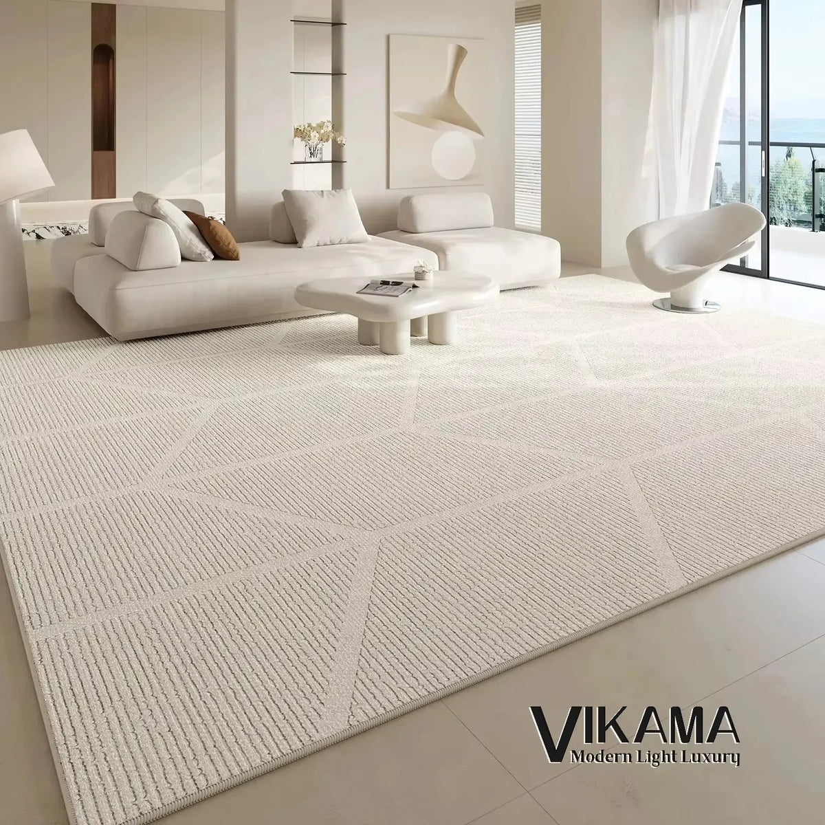 VIKAMA Carpet Living Room Light Luxury Deluxe Cream Wabi-Sabi Home Bedroom Bed Absorbent Dirt Resistant Mat Home Decoration