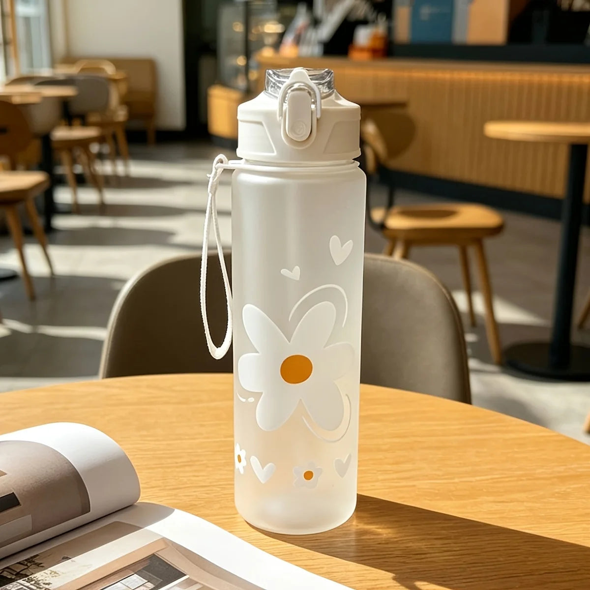 750ml Summer Daisy Straw Water Bottle