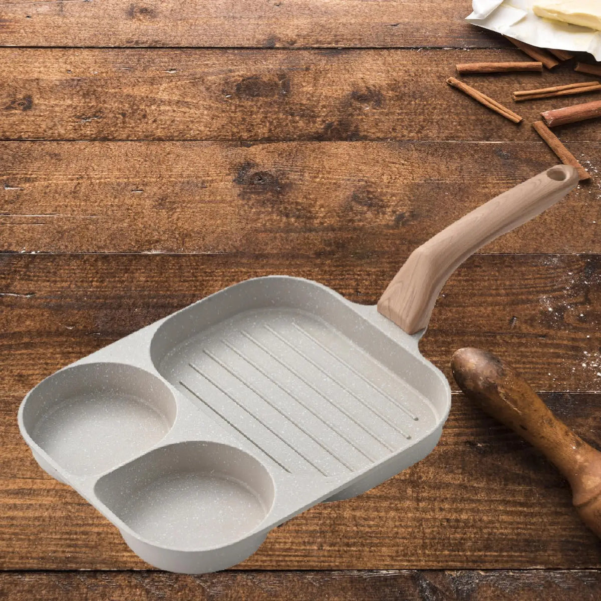 3-Section Nonstick Egg Frying Pan