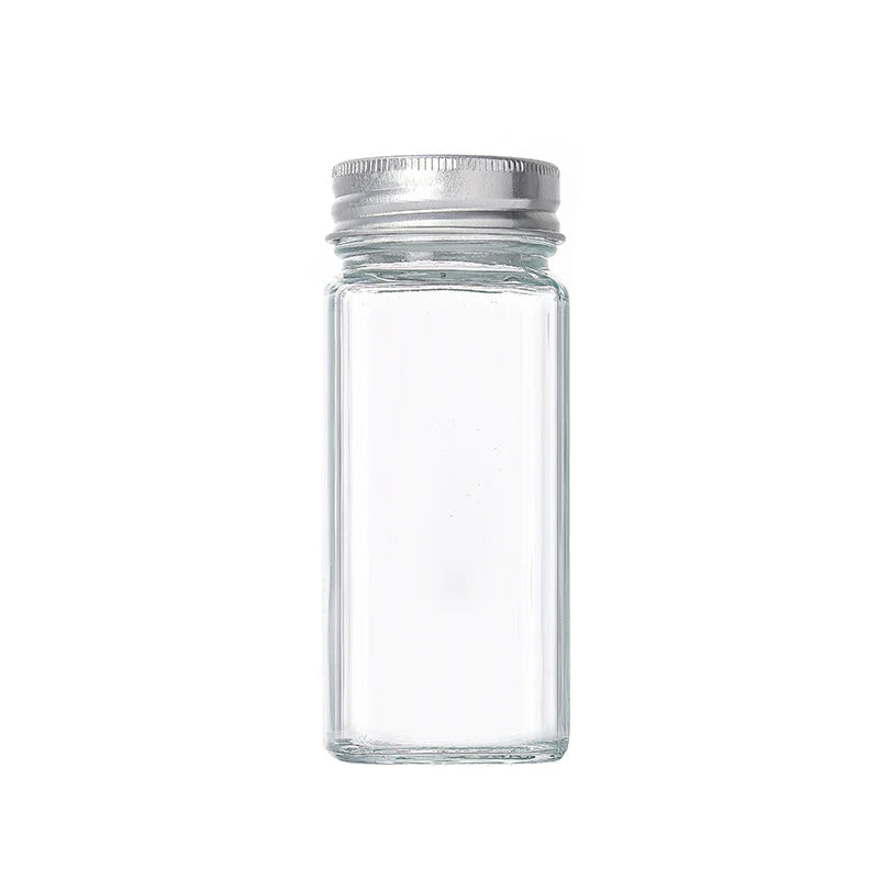 Transparent Storage Tank Glass Sealed Spice Jars Dispensing Bottles Storage Tool Square Spice Jar with Acacia Wood Lids