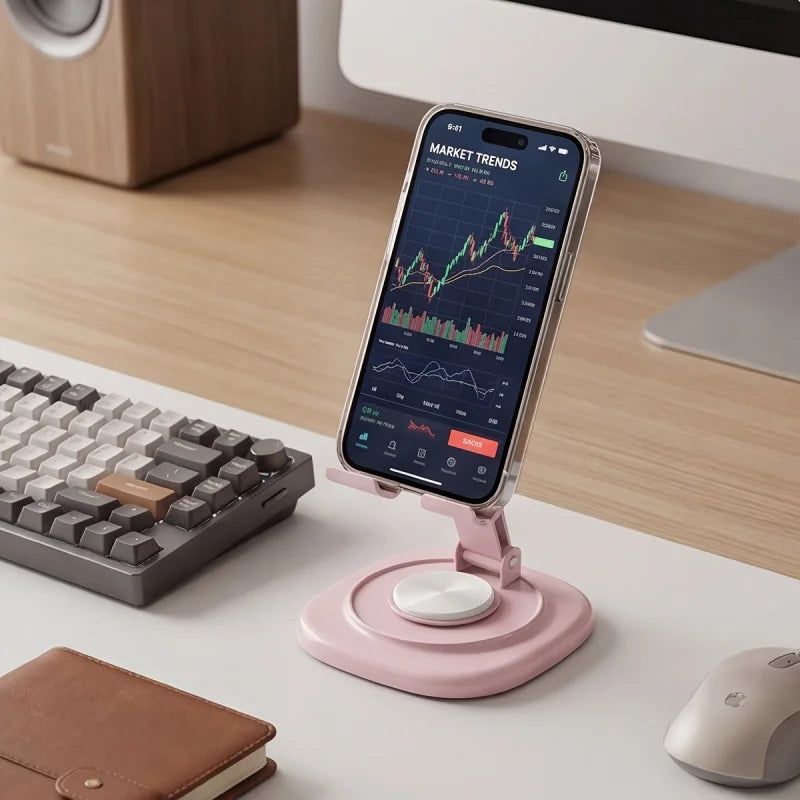 Macaron Desktop Metal Rotating Phone Stand Tablet Phone Stand for Watching TV, Live Streaming, and Video Support - Lazy Person&