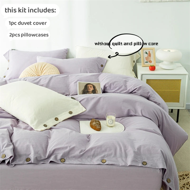 3pcs 100% cotton bedding set Double Duvet Cover Set 220x240 Solid Twist Cotton King Size Bedding Set Quilt Cover Set