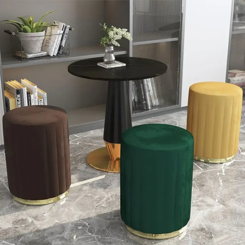 Luxury Cream Bedroom Dressing Stool Shoes Stool Creative Stools Round Stools Leather Manicure Ottomans Living Room Furniture