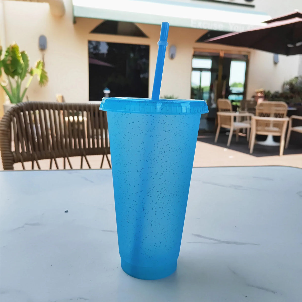 Reusable Hard Plastic Cold Drink Cups Set