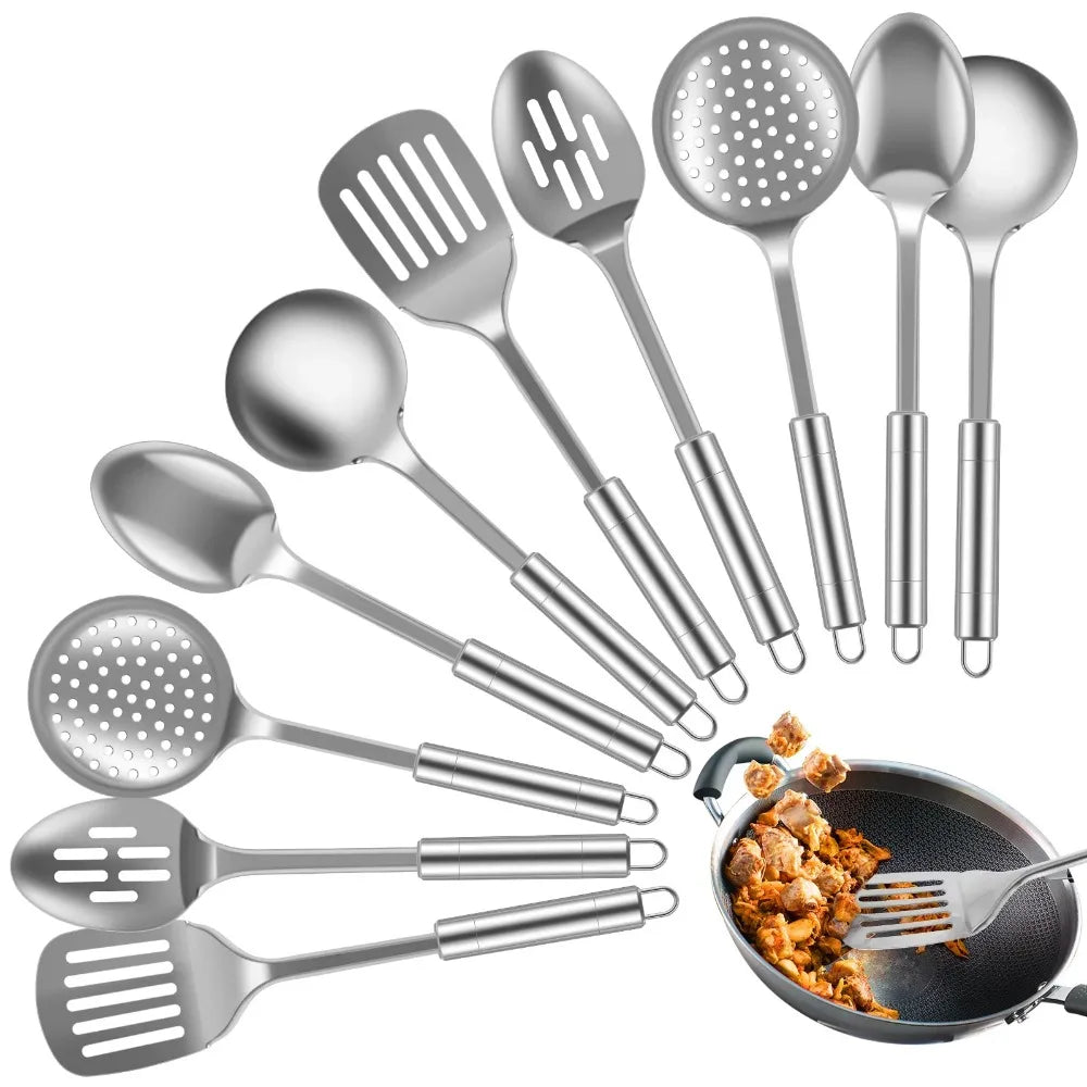 Stainless Steel Wok Spatula & Ladle Set