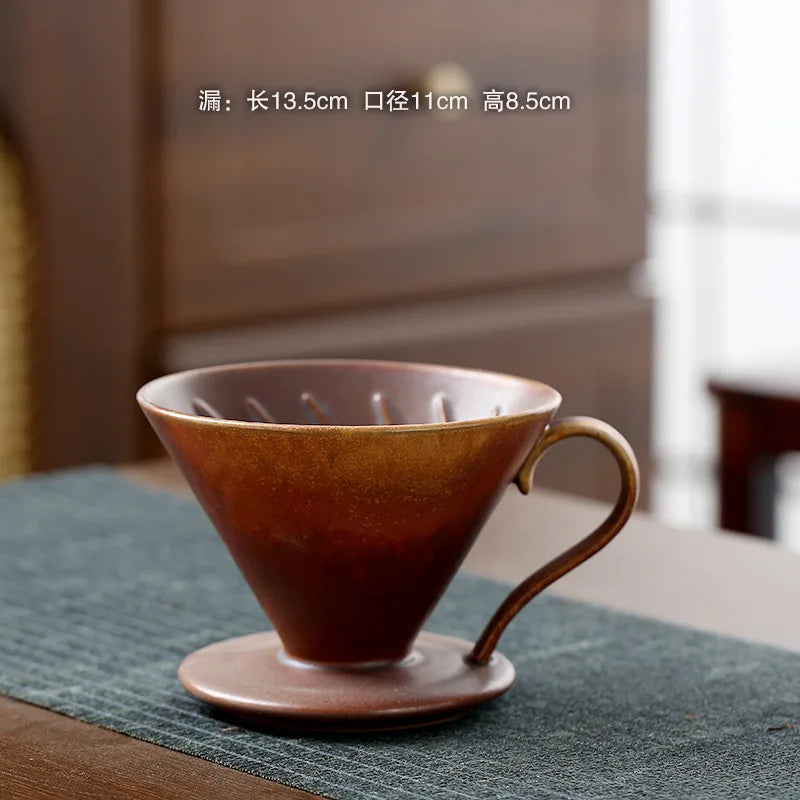 2026 Classic Ceramic Pour Over Coffee Set Large Coffee Server Cone Shaped Dripper Filter Home Hand Brew Coffee Tool Kit