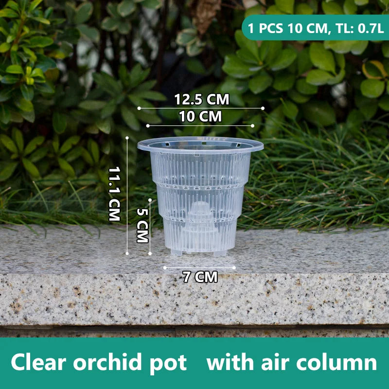 Meshpot Double Layer Orchid Pots with Holes - Plastic Planters Imitate Ceramic, Air Circulation Design for Phalaenopsis Orchid