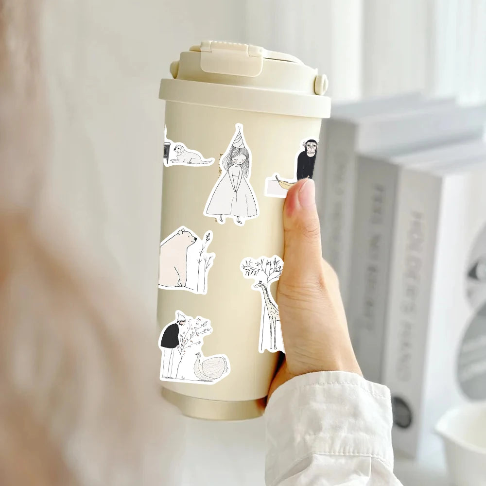 50pcs Cool Basic Art Stickers Simple Sketch Role Decal DIY Notebook Journal Luggage Bottle Stationery Fridge Teens Gift Stickers