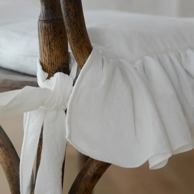 Ruffles Chair Cushion Cover, Flouncing Dining Chair Pad Decor, Customizable Princess Frill Cotton Housse De Coussin 40x40