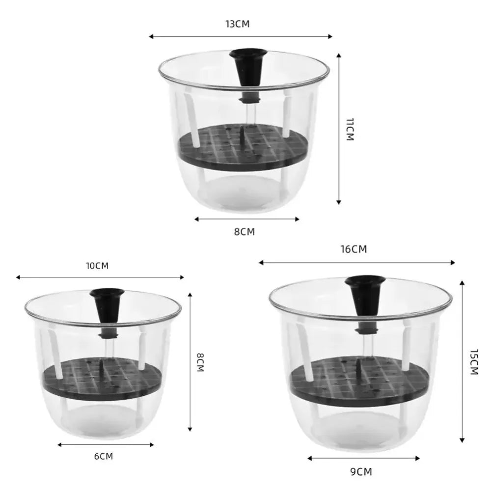 1pcs Transparent Self Watering Plant Pot Double Layer Plastic Flowerpot Automatic Water Absorption Self Watering Planter Pot
