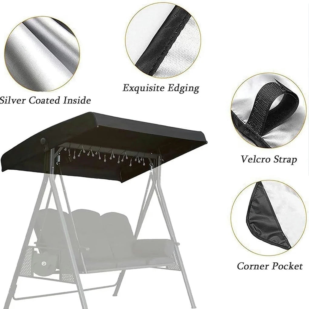 Oxford Cloth Garden Swing Canopy Replacement For 3 Seater Swing Seats Outdoor Patio 191x120x20CM