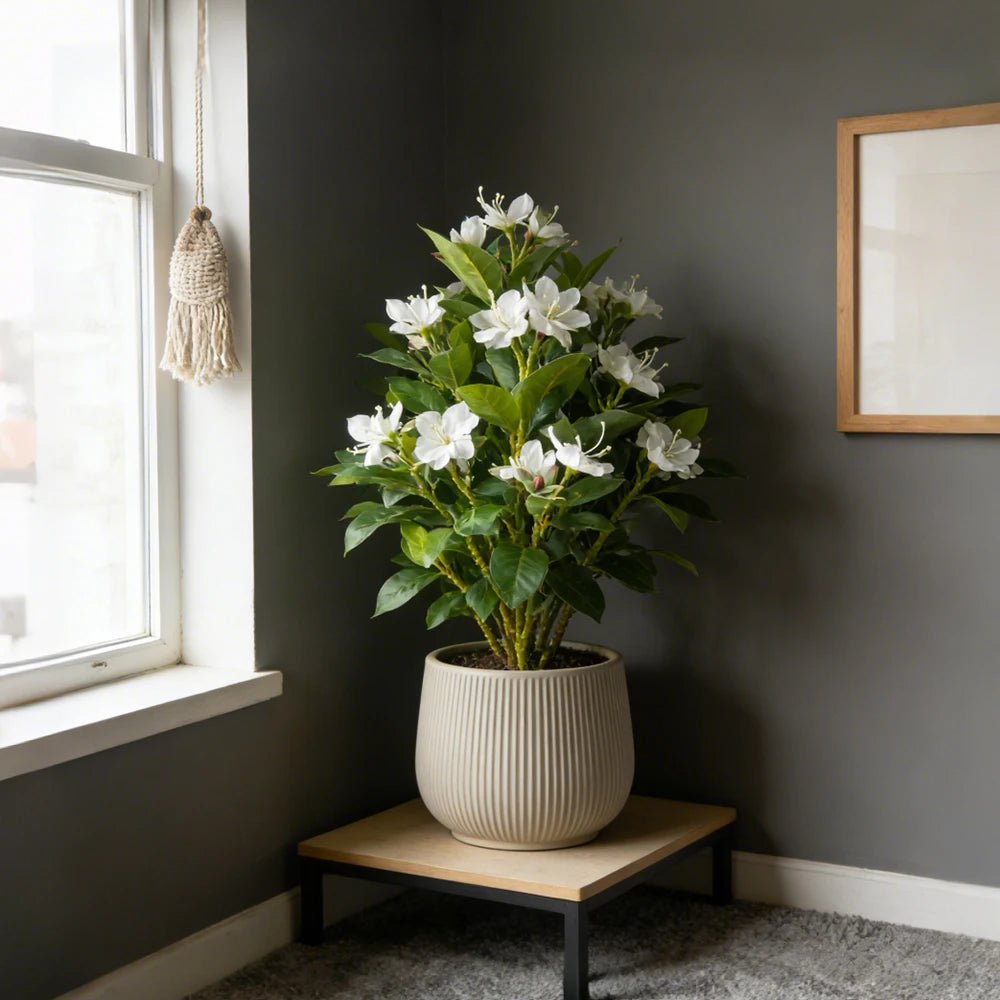21-40cm Artificial Azalea Flowers Fake Ficus Tree Faux Magnolia Plants Branch Tropical Plastic Banyan Leaf For Home Office Decor