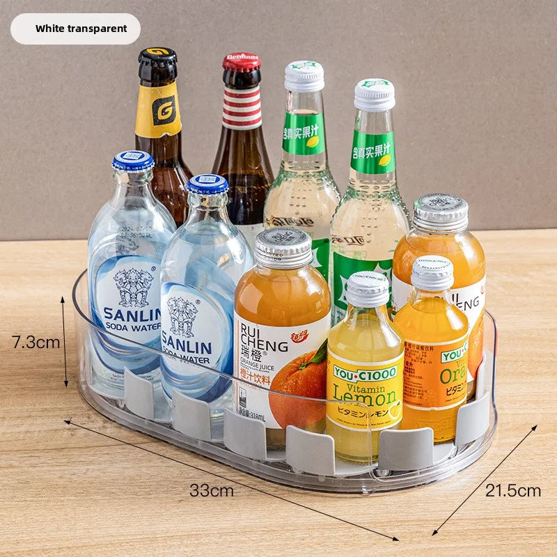 360 Rotating Refrigerator Storage Box Multifunctional Spice Organizer Simple Drink Tray for Kitchen Countertop
