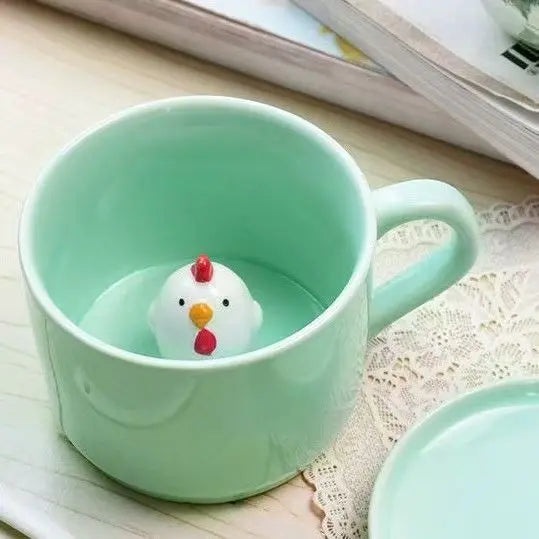 كوب قهوة سيراميك ثلاثي الأبعاد بتصميم قطة مع حيوان بالداخل، تمثال كلب، كوب قهوة، أكواب شاي وحليب، حيوان كرتوني مضحك، هدية عيد ميلاد فريدة من نوعها