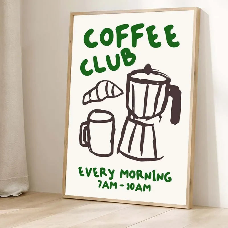Retro Food Poster Canvas Printing Chef Cafe Morning Breakfast Pasta Coffee Club Kitchen Wall Art Pictures Home Decor Art Poster