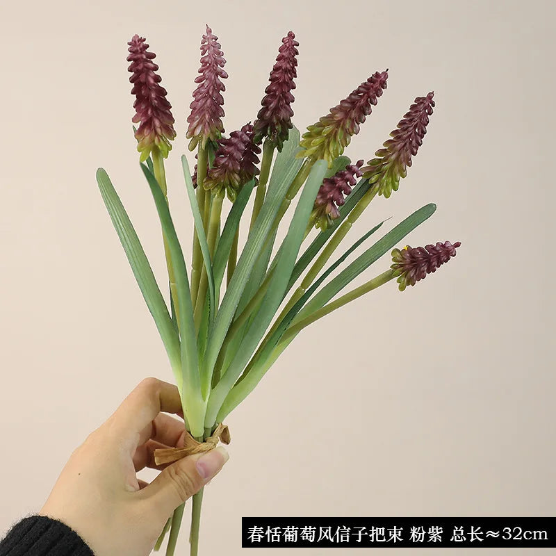 28CM Artificial Grape Hyacinth Bouquet – 5PCS Fake Flowers for Wedding & Home Décor
