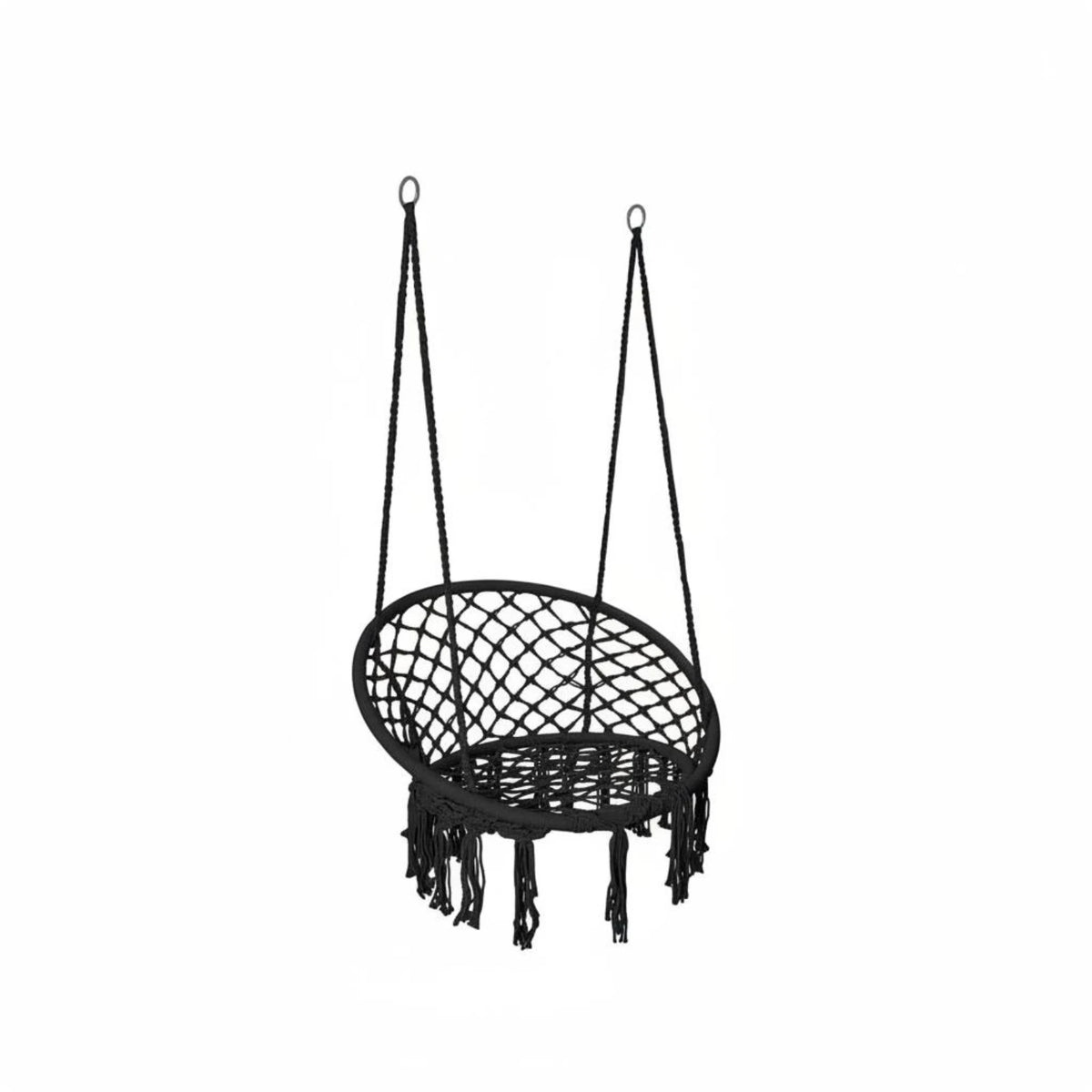 Macrame Chair Airy Lattice Cotton Rope Hanging Chair Home Furniture Oval Frame Single-Color