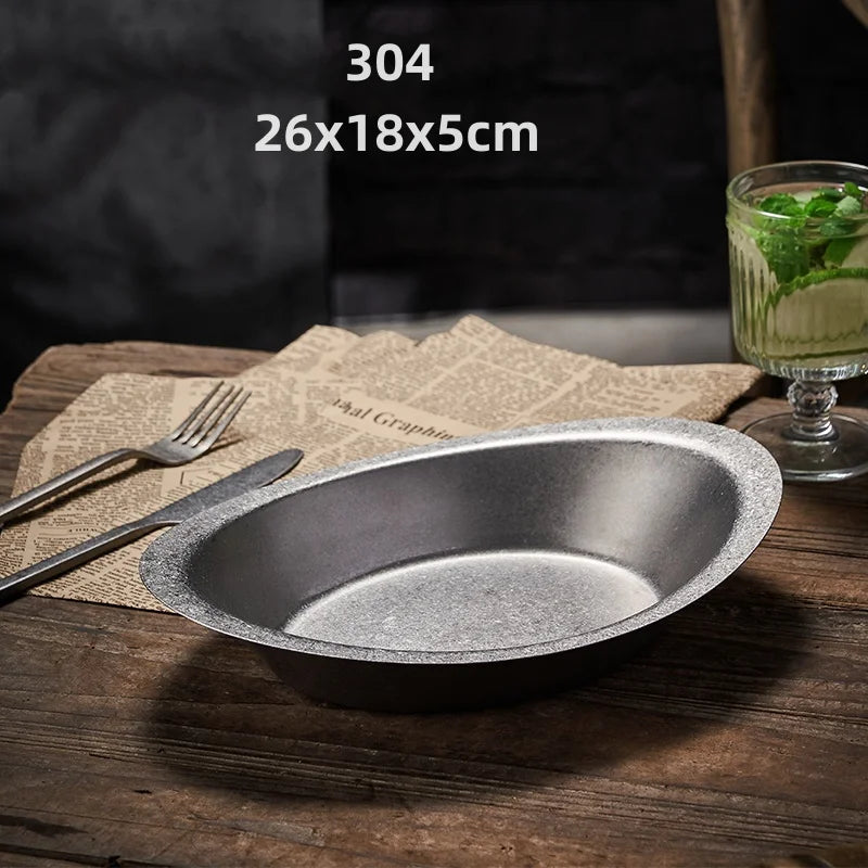 304 Stainless Steel Vintage Dessert Plate