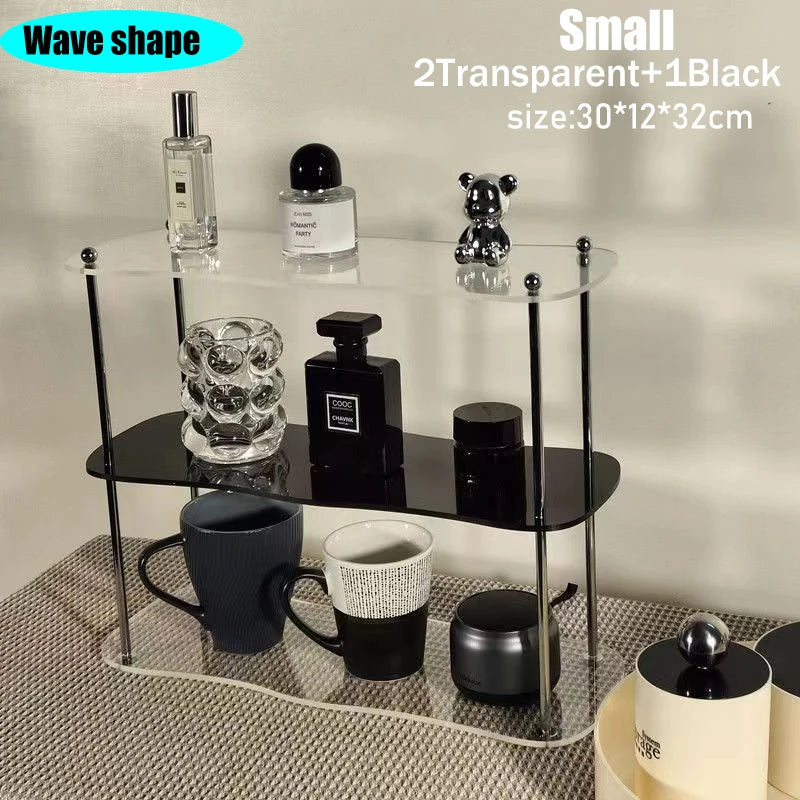 Ins Style Acrylic Storage Rack Desktop Organizer Perfume Jewelry and Cups Display Stand 3 Layers Removable Decorative Shelf