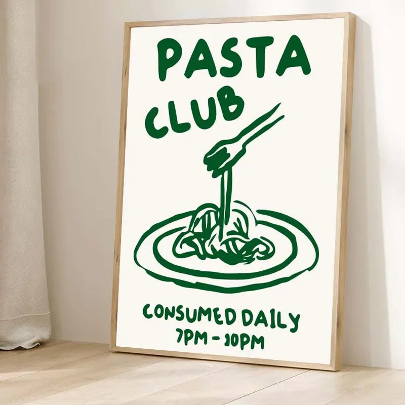 Retro Food Poster Canvas Printing Chef Cafe Morning Breakfast Pasta Coffee Club Kitchen Wall Art Pictures Home Decor Art Poster