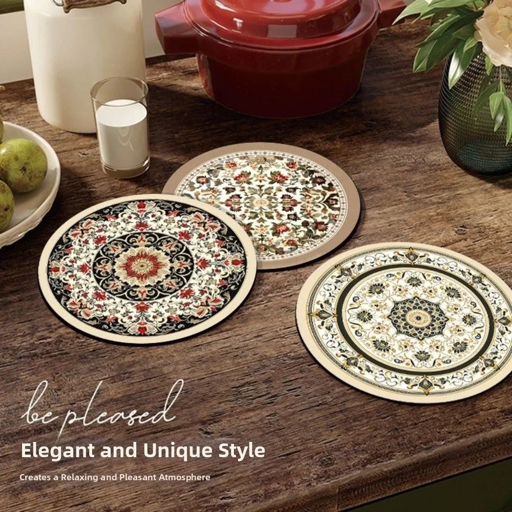 4Pcs Boho Style Pot Holders 12/22cm Round Heat Resistant Mats Heat Resistant Protective Coffee Cup Mats Dining Table
