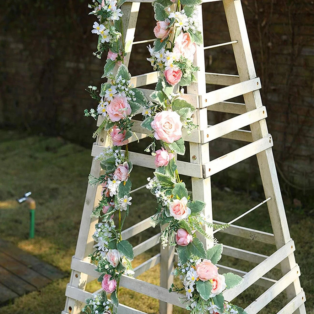 175cm Artificial Rose Flower Vine – Peony & Daisy Floral Garland for Wedding Décor