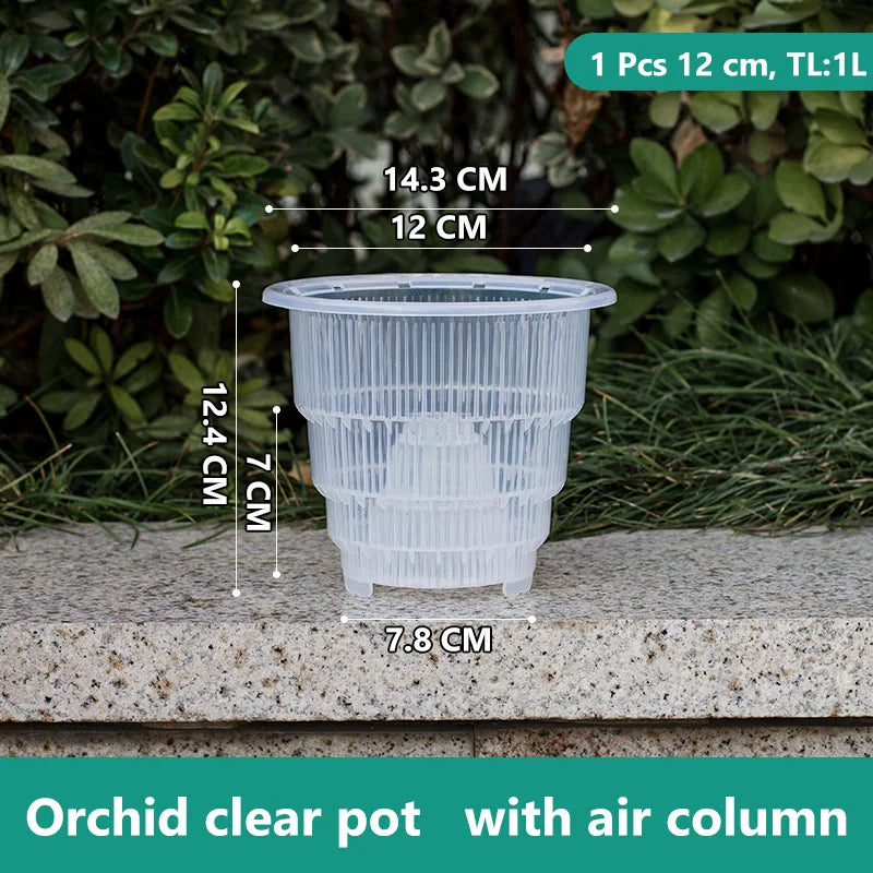 Meshpot Double Layer Orchid Pots with Holes - Plastic Planters Imitate Ceramic, Air Circulation Design for Phalaenopsis Orchid