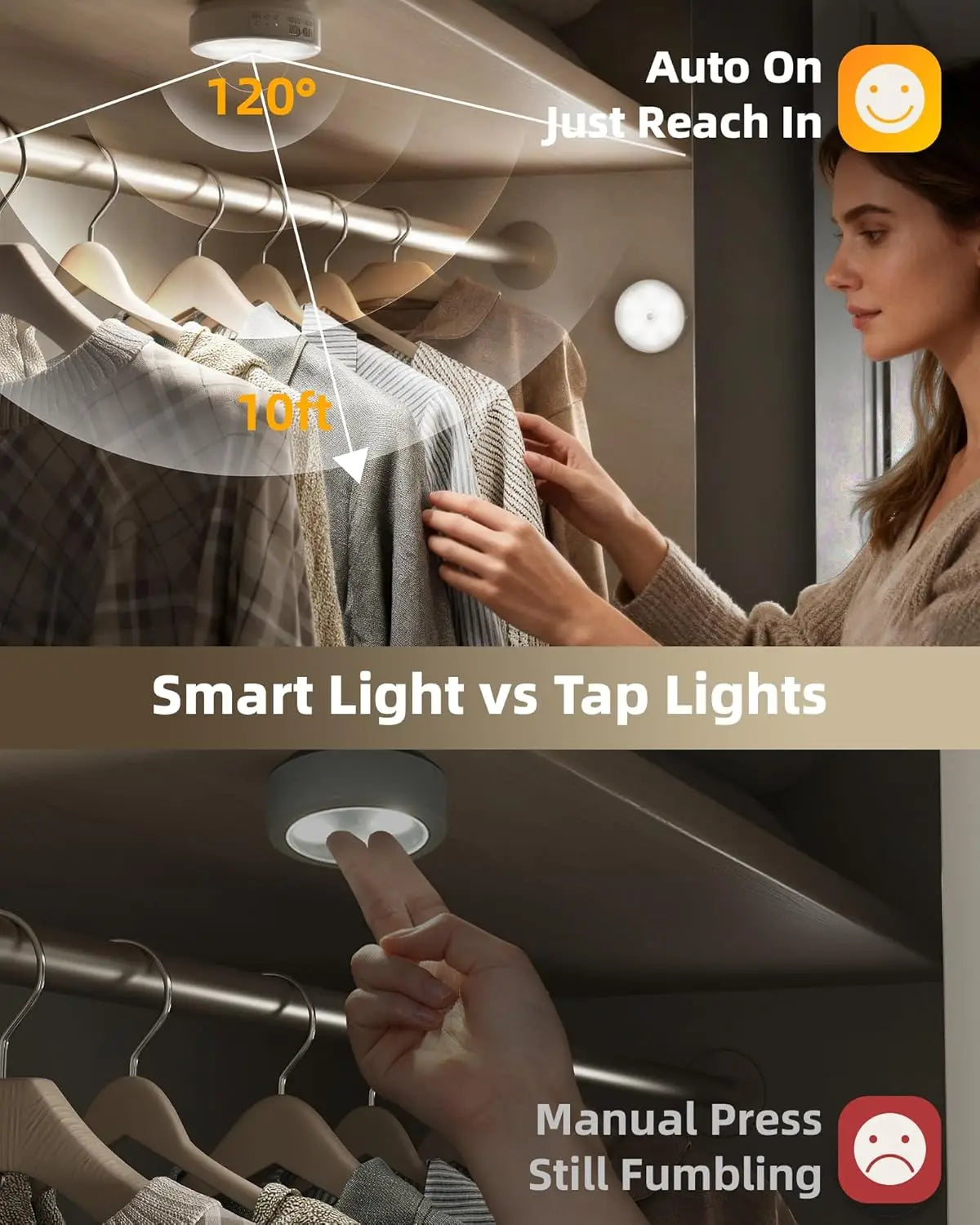 LED Smart Human Body Sensor Night Lamp Emergency Automatic Lighting USB Charging Wireless Magentic Suction Use Night Light