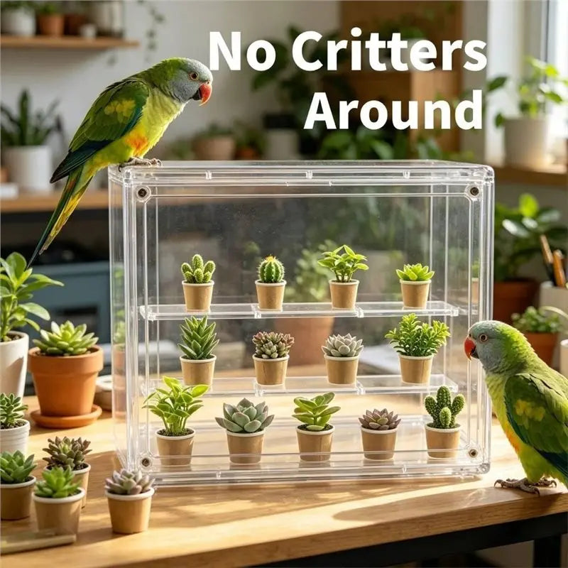 ABMR-Mini Greenhouse Indoor, Clear Small Green House With Magnetic Door,Stackable Succulentseed Starting Observation Station