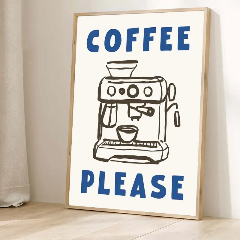 Retro Food Poster Canvas Printing Chef Cafe Morning Breakfast Pasta Coffee Club Kitchen Wall Art Pictures Home Decor Art Poster